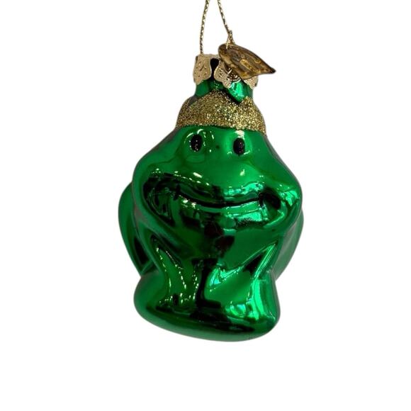Christmas Ornament Hand Blown Glass Green Frog Thomas Pacconi Classics 2003 Xmas - Picture 1 of 11